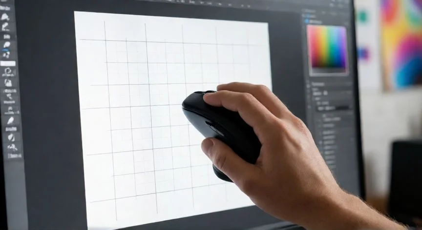 como hacer un nuevo proyecto en canva, Mano haciendo clic en un lienzo en blanco dentro del editor de diseño gráfico