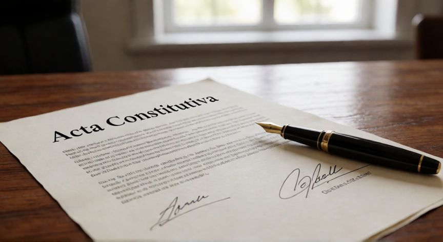 Documentos legales firmados para la constitución de una sociedad