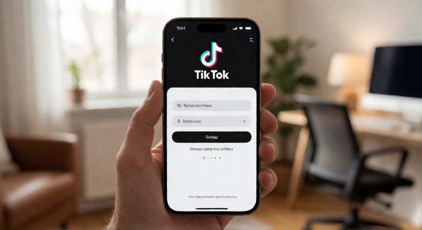 Registrándose en la aplicación de TikTok con un smartphone