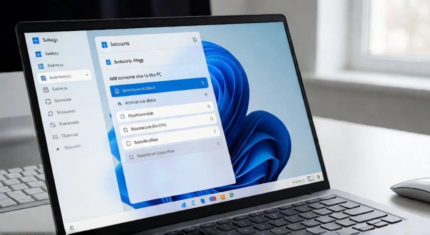 Pantalla de configuración de usuarios en Windows 11 mostrando la opción para añadir cuentas