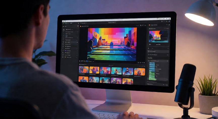 como hacer un nuevo video en capcut, Persona editando un proyecto de video en CapCut desde la versión de escritorio