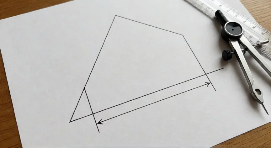 Herramientas de geometría dibujando la base de un octágono