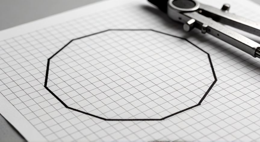 como hacer un octagono de 5 cm cada lado, Octágono regular de cinco centímetros terminado en papel milimetrado