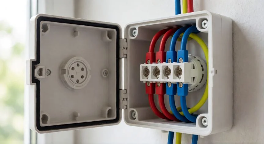 como hacer un punto 220v, Conexión de cables en una caja de registro eléctrica