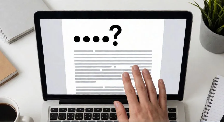 como hacer un punto con el teclado, Persona escribiendo puntos suspensivos y puntuación en un documento digital