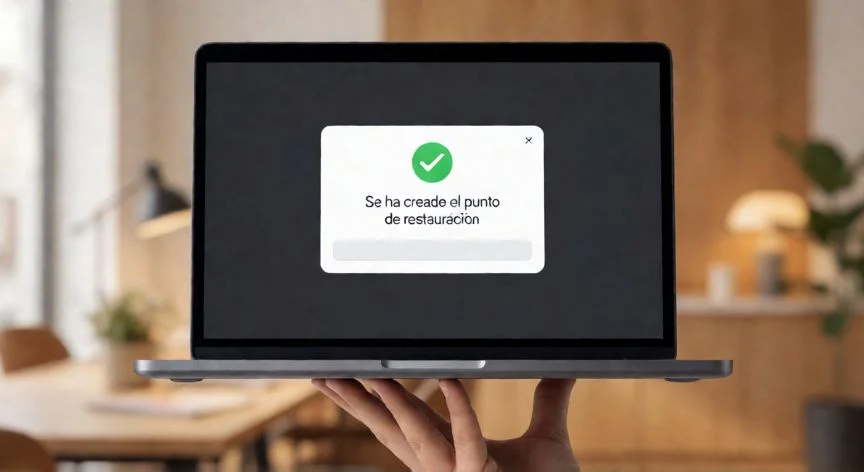 como hacer un punto de restauracion en windows 10, Confirmación en pantalla de Windows 10 indicando que el punto de restauración se ha creado correctamente