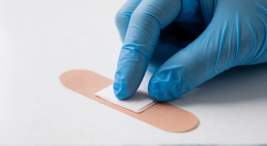Preparación de puntos mariposa estériles por un profesional médico