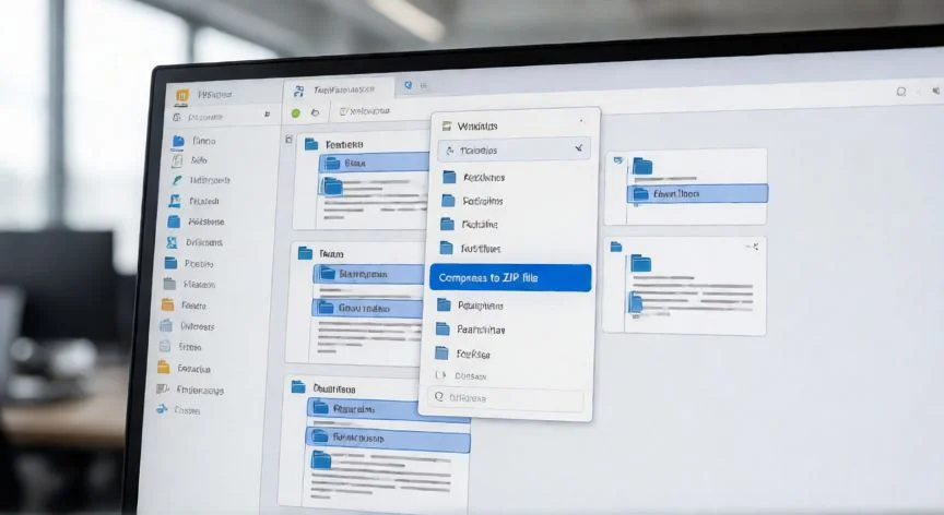 Interfaz de Windows mostrando la opción de comprimir archivos en formato ZIP