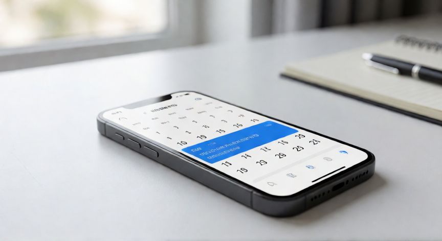como hacer un recordatorio cada mes, Smartphone mostrando una aplicación de calendario con eventos recurrentes mensuales marcados