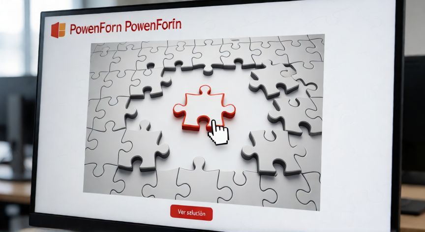 como hacer un rompecabezas en powerpoint, Pantalla de PowerPoint mostrando un rompecabezas interactivo con animación de piezas en modo presentación