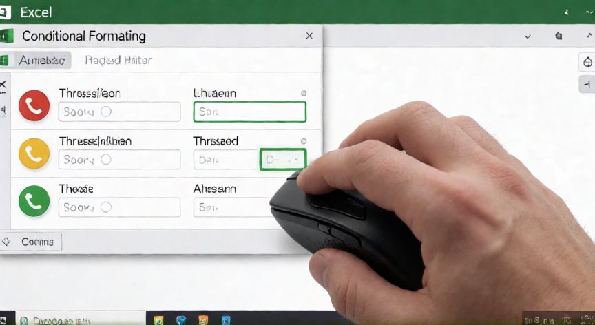 como hacer un semáforo en excel con 3 rangos, Ventana de edición de reglas de formato condicional en Excel con iconos de semáforo