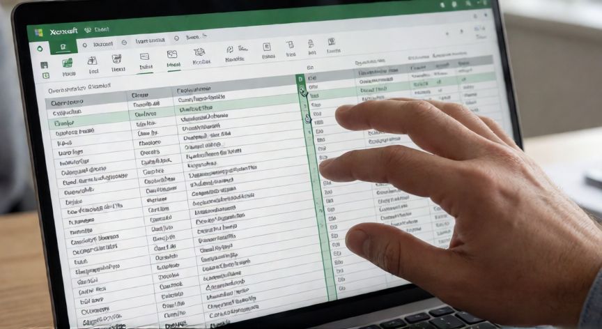 como hacer una tabla en excel que se ajuste al texto, Persona ajustando el ancho de una columna en una tabla de Excel con doble clic