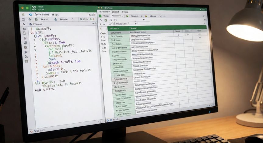 como hacer una tabla en excel que se ajuste al texto, Editor VBA de Excel con macro para ajustar tablas al texto automáticamente