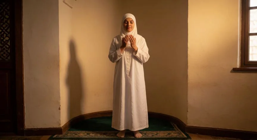 como hacer wudu, Persona realizando el paso final del Wudi limpiando los pies en un espacio de oración