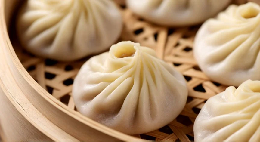 como hacer xiao long bao, Xiao long bao crudos en una vaporera de bambú listos para cocinar