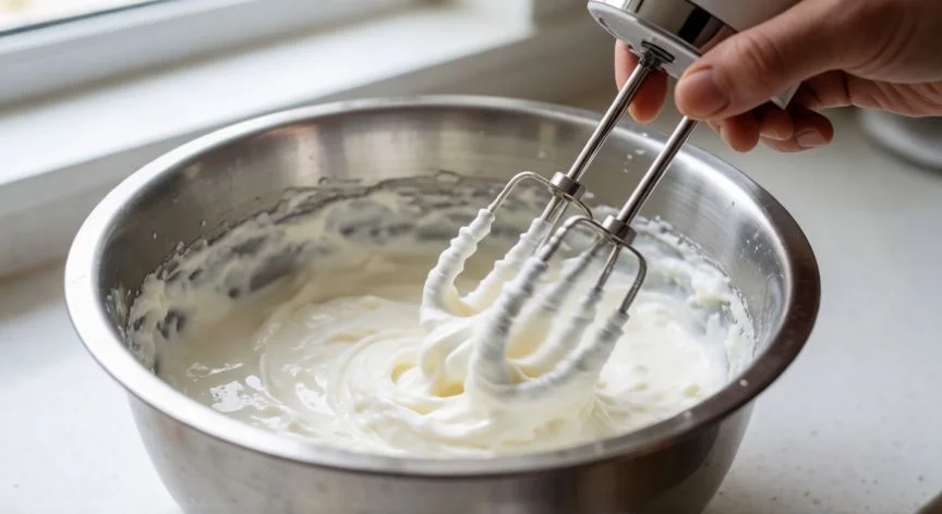 como hacer yogur helado, Proceso de batir la mezcla de yogur para hacer helado casero