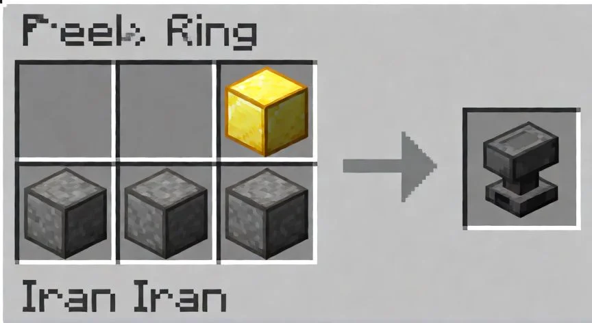 Receta del yunque en la interfaz de crafting de Minecraft