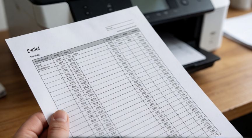 como imprimir en excel y que salgan las celdas, Papel impreso con cuadrícula de celdas visible saliendo de una impresora láser