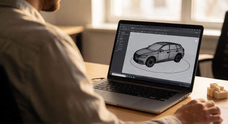 como insertar modelos 3d en powerpoint 2016, Persona trabajando en una presentación PowerPoint con un modelo 3D visible en pantalla