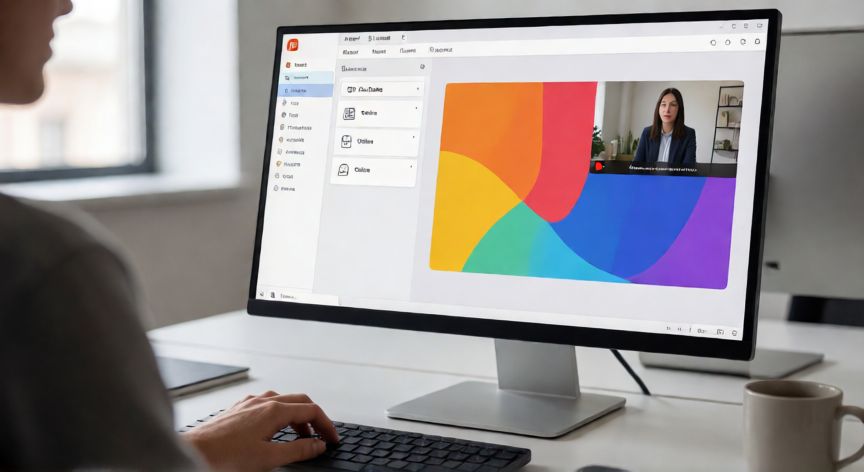 como insertar video en powerpoint office 365, Persona insertando un video en PowerPoint 365 desde la pestaña Insertar