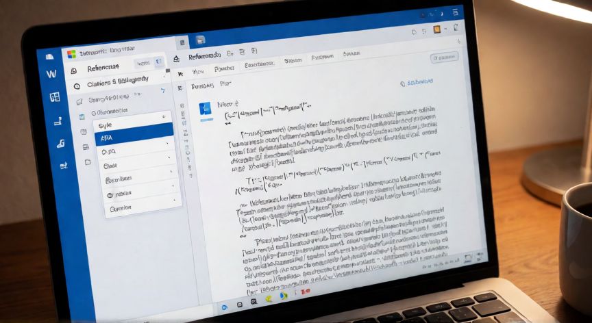 como instalar en word apa 7, Pantalla de Word con la pestaña Referencias y el desplegable de estilos APA seleccionado