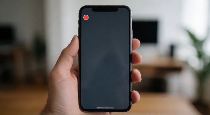 como iphone gravar tela, iPhone con indicador rojo de grabación activa en la barra de estado