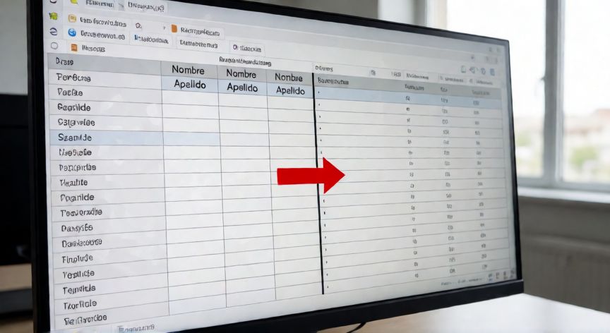 como juntar columnas en excel, Comparativa visual de columnas separadas y columna unida en una hoja de cálculo
