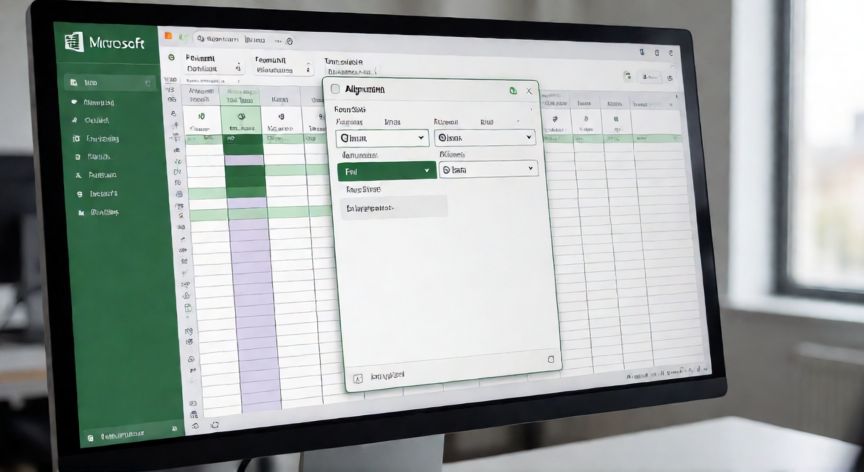 como justificar en excel un texto, Ventana de Formato de celdas en Excel con la pestaña Alineación visible y la opción Rellenar seleccionada