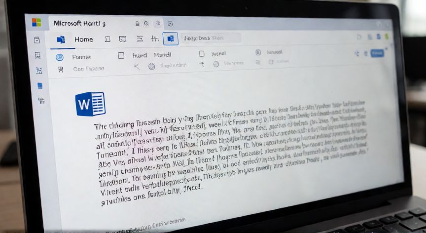 como justificar en word, Documento de Word con texto justificado a ambos márgenes y el botón de justificar resaltado en la barra de herramientas