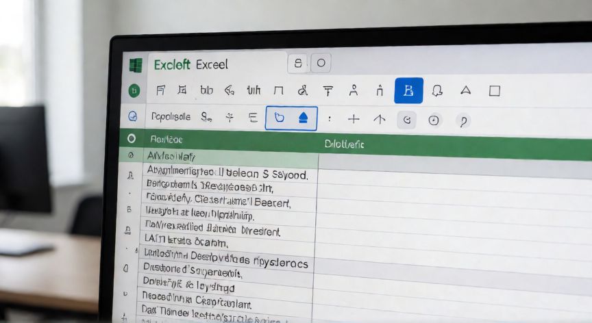 como justificar excel, Ventana de Excel mostrando la barra de alineación con el botón de justificar resaltado sobre celdas con texto