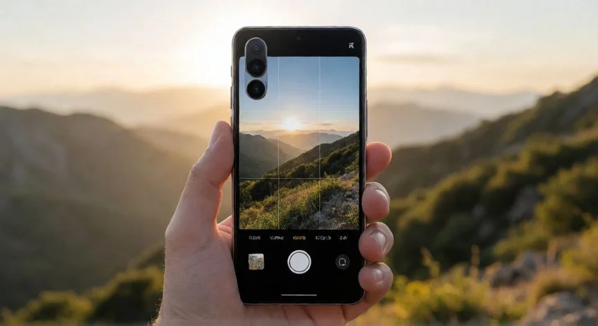 como mejorar camara xiaomi redmi note 13, Xiaomi Redmi Note 13 tomando foto de paisaje montañoso al atardecer