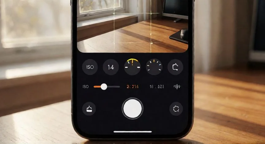 como mejorar camara xiaomi redmi note 13, Interfaz de modo profesional de cámara con controles manuales ISO y obturación
