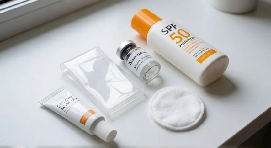 como mejorar cicatriz queloide, Productos de tratamiento para cicatrices queloideas: silicona, corticoide y SPF