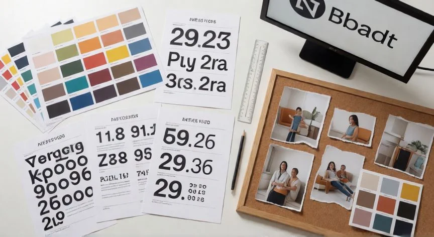 como mejorar como diseñador grafico, Moodboard y materiales de proceso de diseño gráfico sobre escritorio
