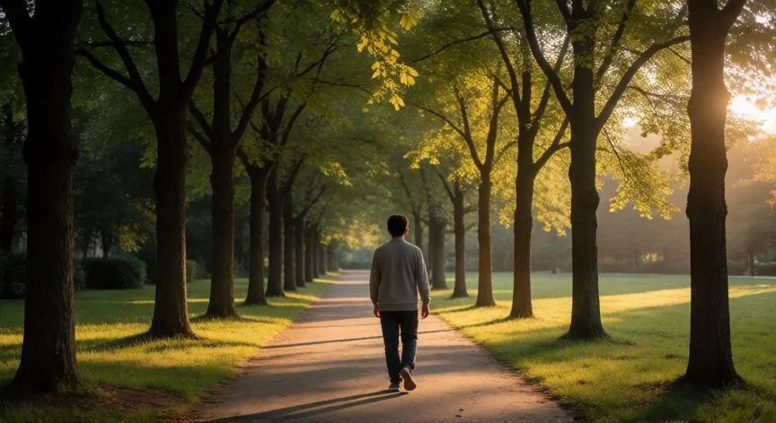 como mejorar como persona dia a dia, Paseo sin móvil por un parque al atardecer como práctica de presencia