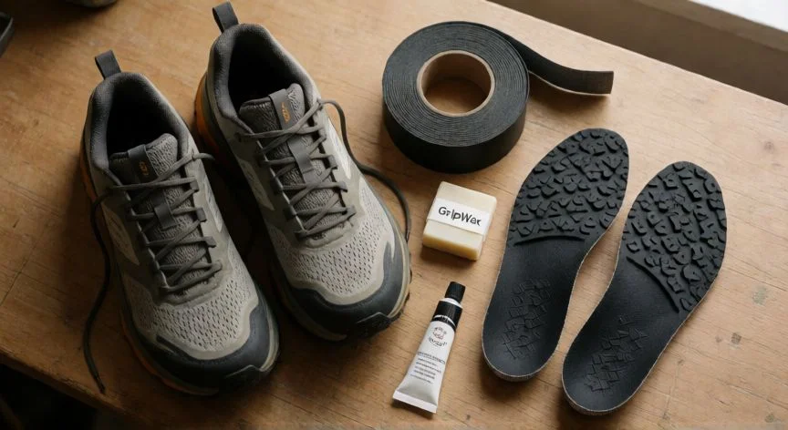 como mejorar el agarre de mis zapatillas, Kit de productos para mejorar la tracción de zapatillas sobre mesa de trabajo