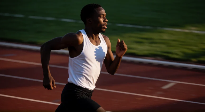 como mejorar en 400 metros, Atleta en la recta final de los 400 metros apretando al máximo