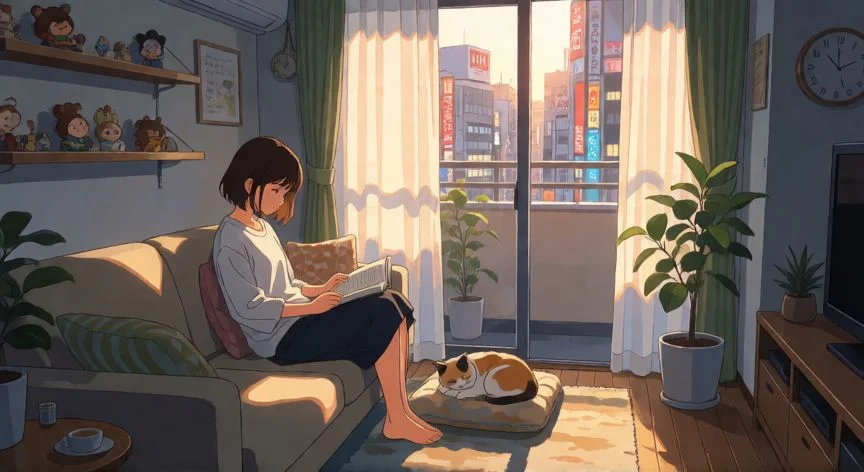como mejorar gentileza persona 5 royal, Interior del apartamento de Haru Okumura en Shibuya durante la tarde