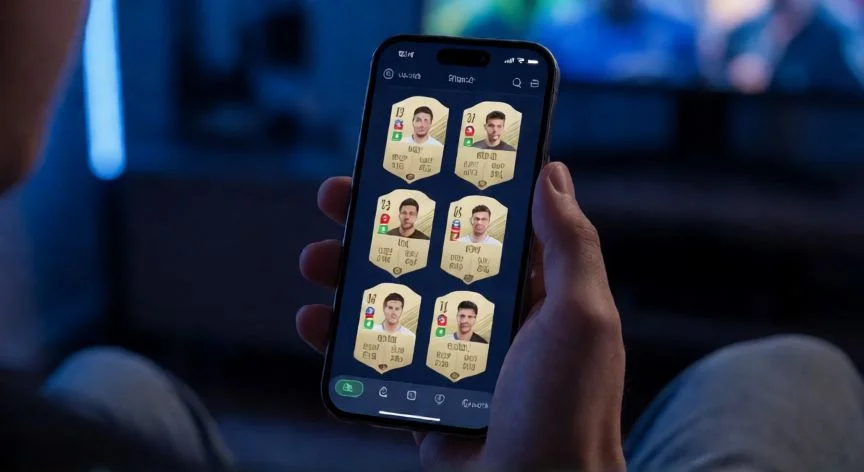 como mejorar jugadores en dls 26, Pantalla de móvil mostrando gestión de plantilla en juego de fútbol con tarjetas de jugadores