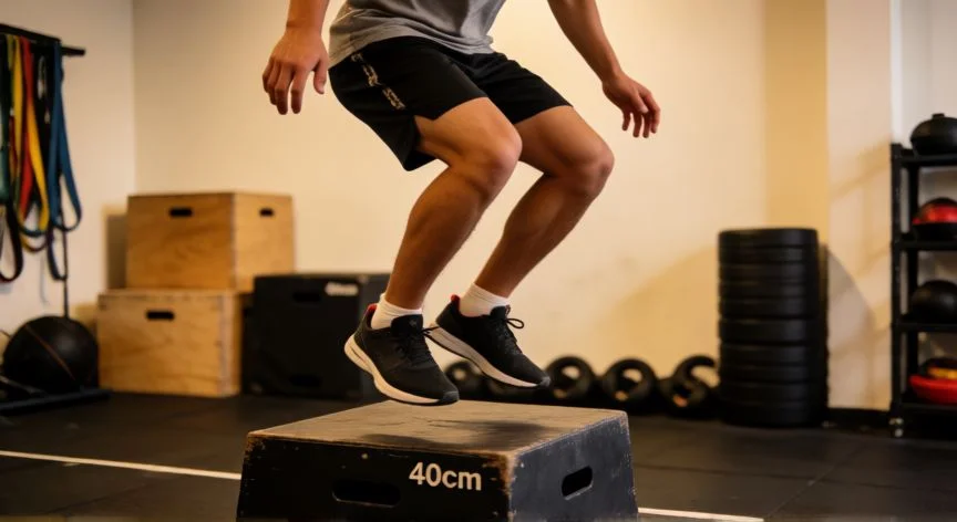 como mejorar los 50 metros lisos, Entrenamiento de pliometría con salto de profundidad para ganar potencia en la carrera de velocidad