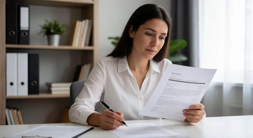 como mejorar mi cv, Profesional revisando su CV en una oficina con luz natural