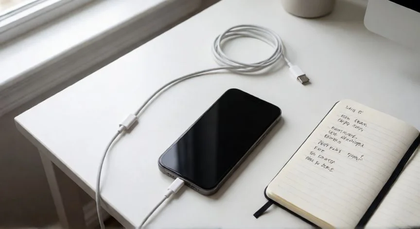 como mejorar mi xiaomi, Vista cenital de un teléfono móvil en escritorio con consejos de optimización