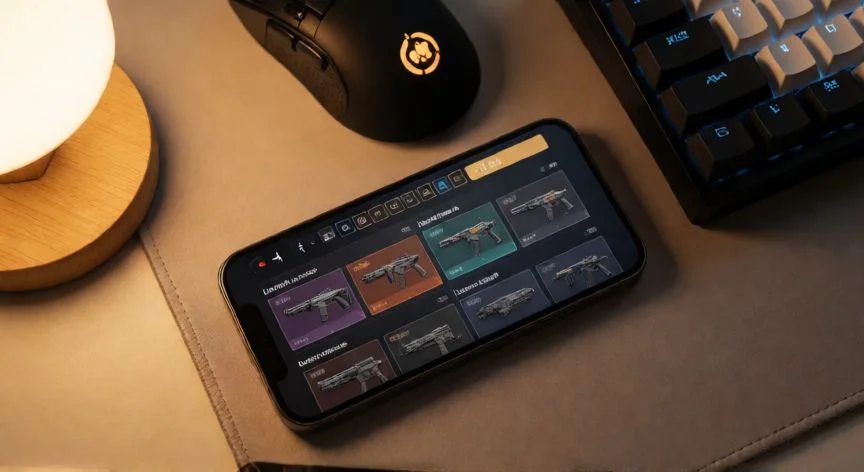 como mejorar mis armas en call of duty mobile, Setup de juego móvil con interfaz de configuración de accesorios de arma visible