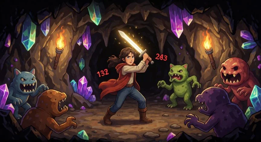 como mejorar mis armas en stardew valley, Combate con arma mejorada en las minas profundas de Stardew Valley