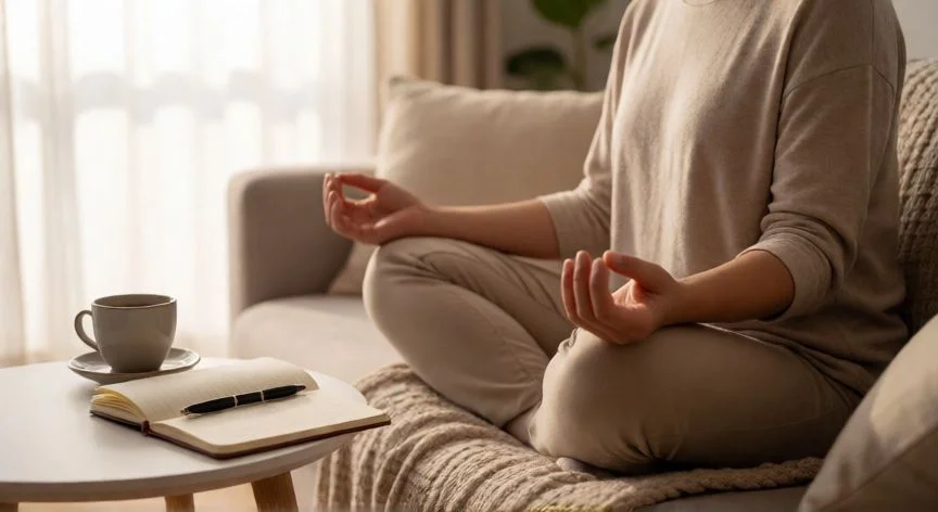 como mejorar mis habilidades blandas, Persona practicando mindfulness para regular sus emociones