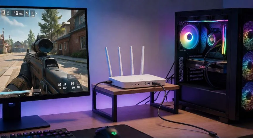 como mejorar mis ms, PC de sobremonte conectada por cable Ethernet al router con bajo ping en pantalla