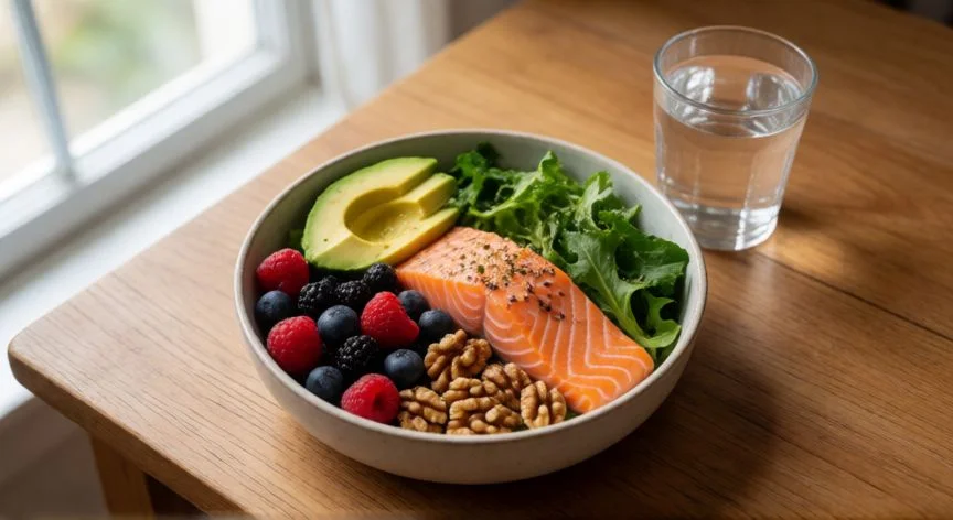 como mejorar mis rasgos faciales, Alimentación antiinflamatoria con omega-3 y antioxidantes para la salud de la piel