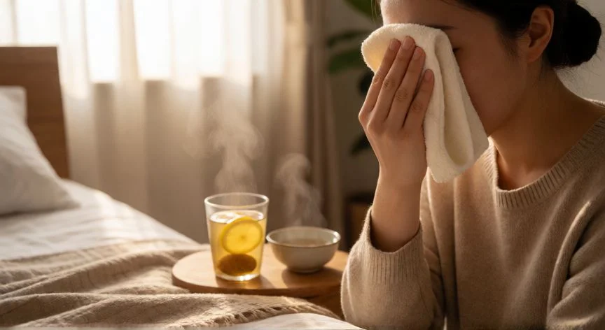 como mejorar sinusitis, Aplicando compresas tibias sobre la zona facial para aliviar la sinusitis