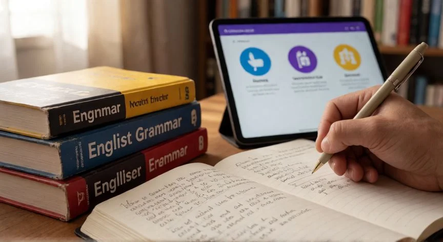 como mejorar writing en ingles, Práctica diaria de escritura en inglés con diario y recursos de gramática