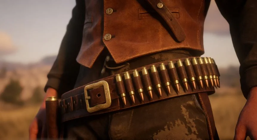 como mejorar zurron red dead redemption 2, Zurron de cuero lleno de balas estilo Red Dead Redemption 2